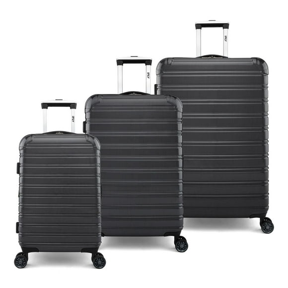 iFLY Valise Rigide Fibertech, Ensemble de 3-Pièces avec Doubles Roulettes, Noir Ensemble de Valise 3-Pièces