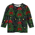 thumbnail image 4 of YUNAFFT Garçons & Filles Imprimé de Noël Coton Extensible Manches Trois-Quarts Hauts Décontractés 4-14 Ans, 4 of 5