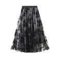 thumbnail image 2 of THDHVS Black Skirt,Women's Skirts,Skirts for Women Midi Long Length Dressy Casual Trendy A-Line Floral High Waist Skirt Black M, 2 of 6