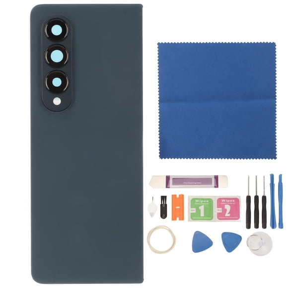 Reemplazo de vidrio trasero con lente de cámara preinstalada, cinta adhesiva preinstalada, kit de herramientas de reparación profesional para Samsung Galaxy Z Fold 4 5G SM F936, color verde
