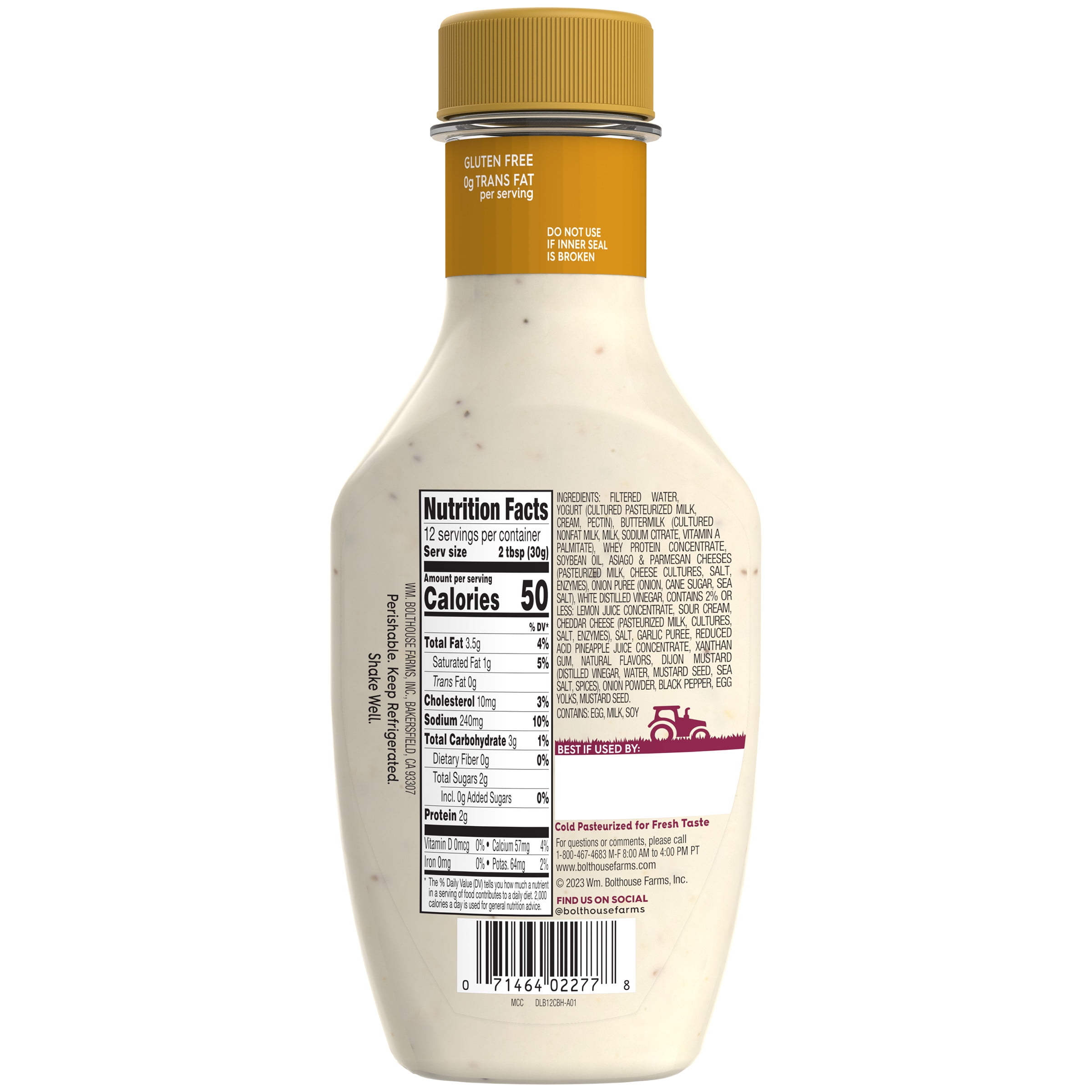 Bolthouse Farms Gluten-Free Creamy Caesar Yogurt Dressing, 12 fl oz Bottle