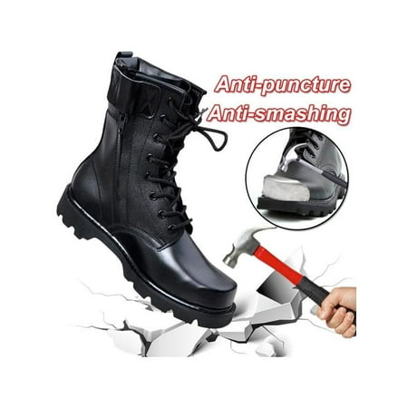 - Men Military Boots Solid Lace Up Tactical Boots Leather High Top Men Boots