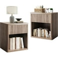thumbnail image 1 of Bingirl Night Stand Set of 2, Fluted Nightstand,Modern Farmhouse Nightstand, End Table with Drawer Storage Mid Century Wood Night Stands for Bedroom Living Room, 1 of 7