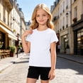 thumbnail image 4 of Gyexs 2T Girls Summer Clothes 2 Piece Matching Short Sets School Short Sleeve Shirt and Shorts Outfit White 2-3 Years, 4 of 5
