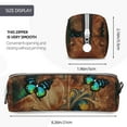 thumbnail image 3 of Yiaed Vintage Butterfly Green Print Leather Pencil Case - Leather Pen Pencil Holder - Elegant & Practical Pencil Pouch for Work & Office, 3 of 7