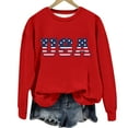 thumbnail image 6 of Beugl USA Sweatshirt on Sale, Women's Autumn Round Neck American Flag USA Print Loose Casual Pullover Sweatshirt USA Sweatshirt Women, Sweatshirt for Teen Girls Red M, 6 of 6