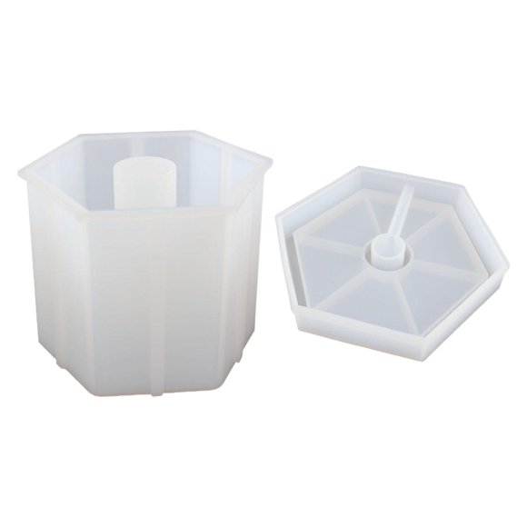GUOOL White Night Light Holder Silicone Resin s Table Lamp Casting epoxy Party Home , 128x10x96mm Hexagon