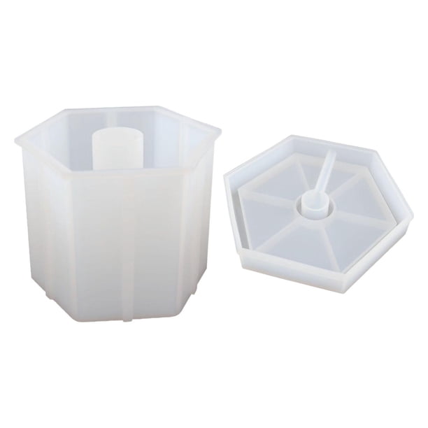 Soporte de luz de noche blanco, lámpara de mesa de resina de silicona, fundición de epoxi para fiesta y hogar. 128x10x96mm Hexágono
