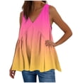 thumbnail image 1 of Plebaso V Neck Tank Tops for Women Gradient Color Ruffle Shirts Flowy Sleeveless Womens Summer Blouses, 1 of 5