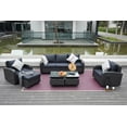 thumbnail image 2 of 5-Piece Patio Furniture Set Outdoor Wicker Sectional Conversation Sofa with Black Cushions, 2 of 8