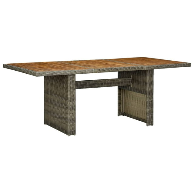 vidaXL Garden Table Brown Poly Rattan and Solid Acacia Wood