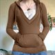 thumbnail image 5 of Sudadera con Capucha para Mujer, de Otoño, de Larga, Holgada, con Encaje, Cuello en V y Bolsillos. Marrón M, 5 of 6
