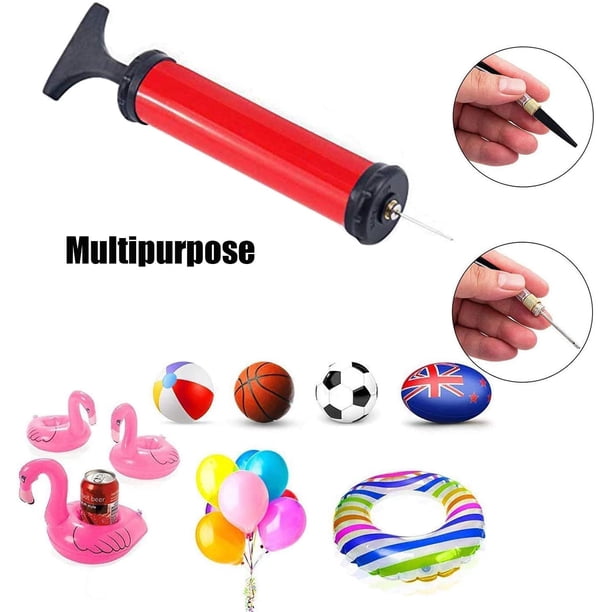 Bomba de pelota con 5 agujas 2 boquillas y 1 manguera para fútbol, ??rugby, voleibol, baloncesto, balonmano, globo, anillo de natación y otras pelotas inflables Rojo ZefeiWu 8390615480222