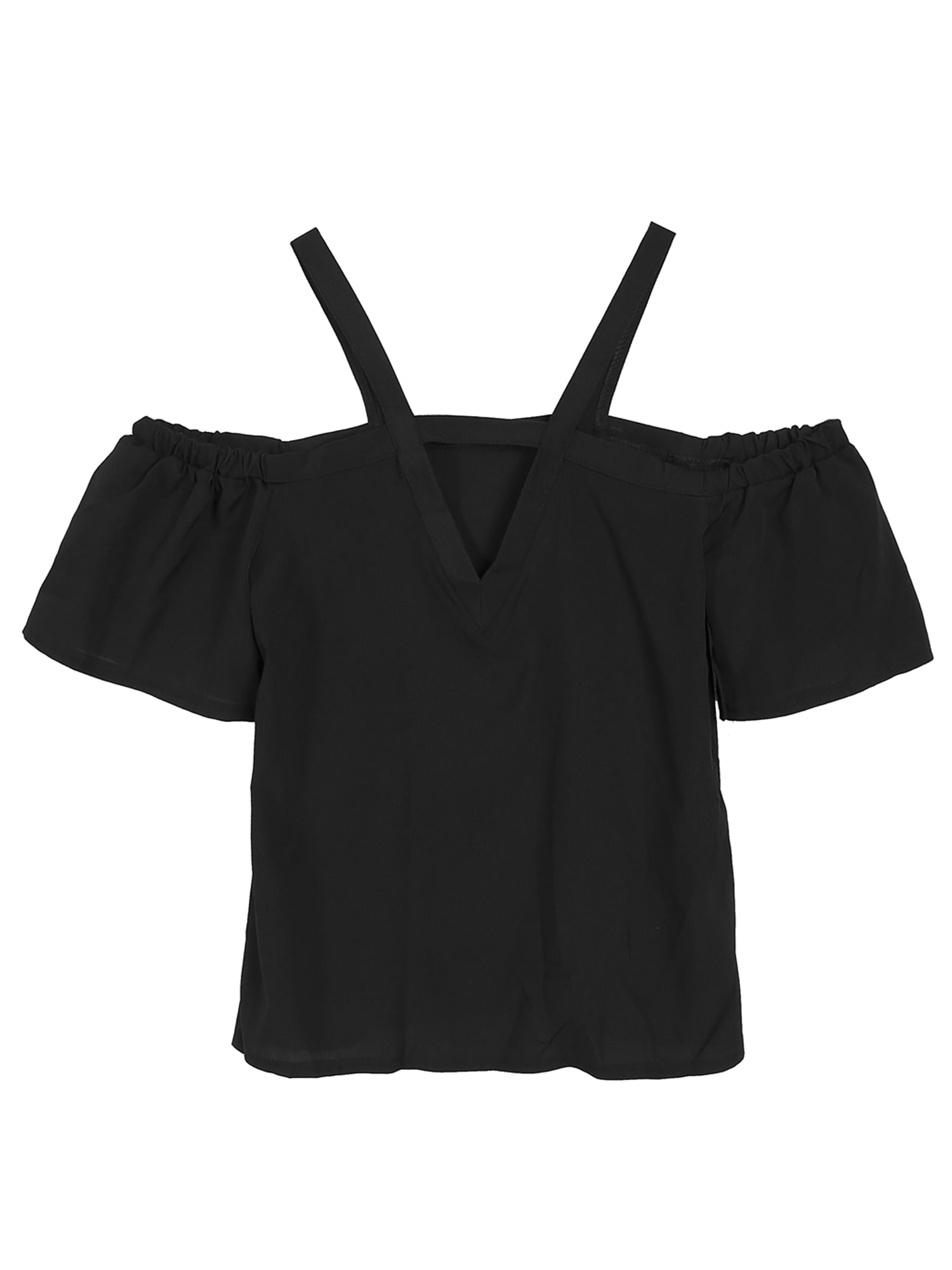 black off the shoulder top v neck