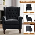 thumbnail image 5 of UIXE High Back Accent Chairs Upholstered Armchair Retro Wingback Chair for Living Room Bedroom Reading Seat, Black Blue, 5 of 7