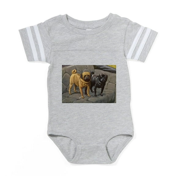 CafePress - Pug Art - Cute Infant Baby Football Bodysuit