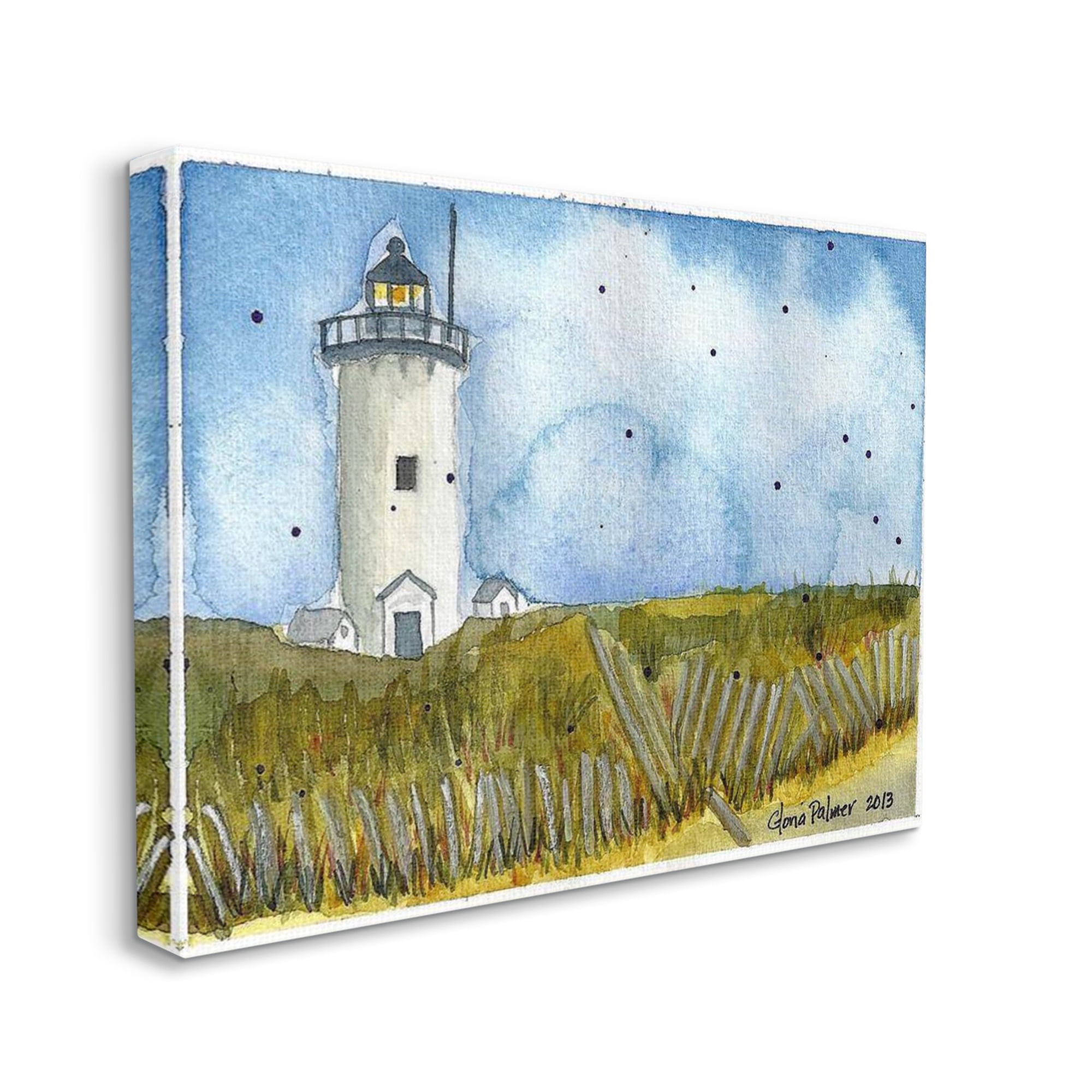 Stupell Industries Rural Lighthouse Painting Nature Painting Gallery Wrapped Canvas Print Wall Art, 40 x 30