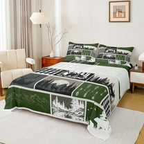 jejeloiu Wild Bear Elk Twin Sheet Sets,Woodland Animal Twin Fitted Sheet,Rustic Farmhouse Cabin Flat Sheet For Teens,Breathable Room Decoration,3 Pieces