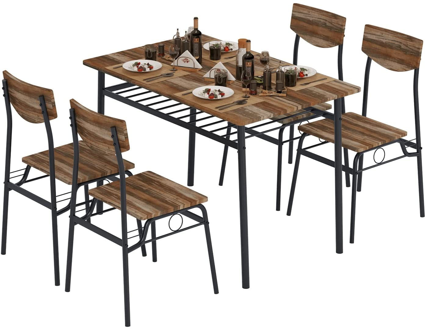 4 person kitchen table brown
