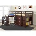 thumbnail image 5 of OS Home and Office Twin Loft Bed with Roll-out Desk, Three Drawer Chest, and Bookcase in Cappuccino Finish, 5 of 5