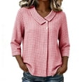 thumbnail image 2 of Women's Collar Button Quarter Sleeve Blouse, Casual Fashion Top, 2 of 6