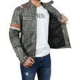 thumbnail image 4 of Men’s Cafe Racer Retro Distressed Black Leather Jacket, 4 of 6
