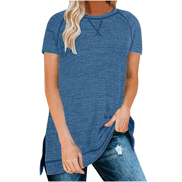 Blusa suelta informal de manga corta con cuello redondo para mujer Fridja gope3639
