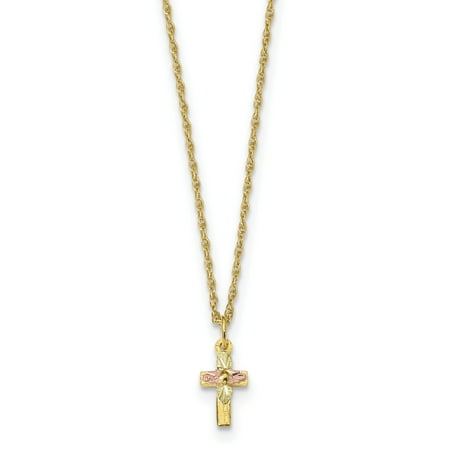 Tri Color Gold Cross - 10k Tri Color Black Hills Gold Cross Religious Chain Necklace Pendant Charm Crucifix For Women Gift Set