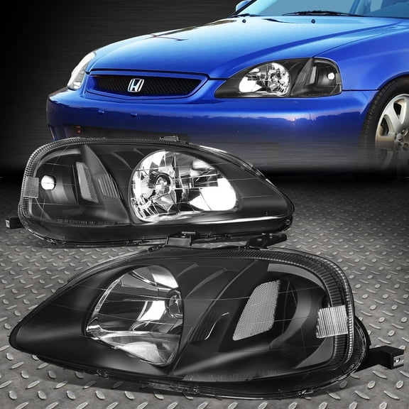 NUVISION for 99-00 Honda Civic EJ EM EK Black Housing Clear Corner Headlight Signal Lamps