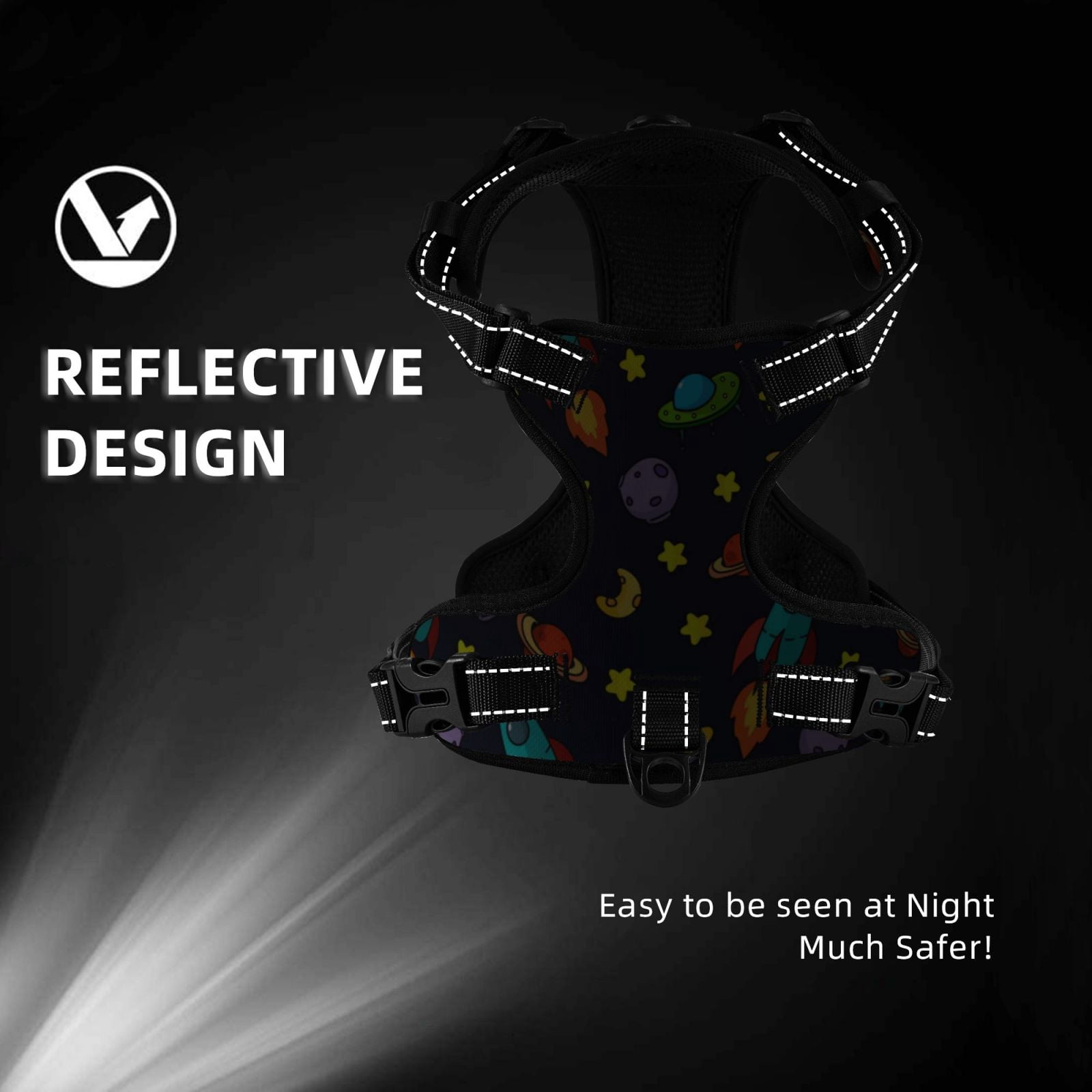 Vsdgher Space D Dog Harness, No-Pull Pet Harness, Dog Vest, Pet Vest for Small to Large Dogs-Medium