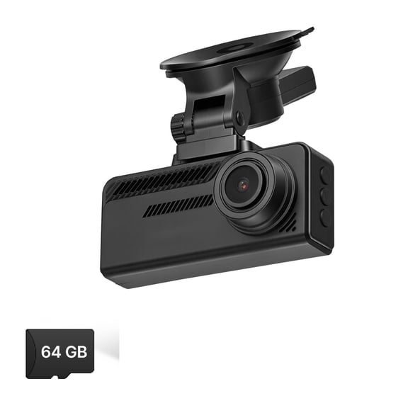 KFFKFF Dual Channel Dash Cam with 4K Front and 1080P Rear Recording, 64 GB Card Included, Built-in GPS, G-Sensor, 129° Front & 125° Rear View, 3.18" Touch Screen, Loop Recording, and Parking Mode