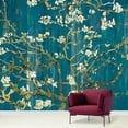 thumbnail image 3 of wall26 -"Almond Blossom by Vincent Van Gogh - Floral Painting on a Vibrant Teal Wood Paneled Background - Wall Mural, Removable Sticker, Home Decor - 66x96 inches, 3 of 6