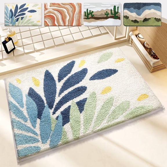Aoznliie Bath Mat, Extra Soft Absorbent Chenille Bathroom Rugs, 16x24 inch Non Slip Quick Dry Carpet for Bathroom