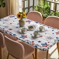thumbnail image 3 of Independence Day Table Cloths for 5 Foot Rectangle Tables, Red Blue Star Firework Wooden Grain Patio Waterproof Elastic Fitted Tablecloths, Washable Rectangular Table Cover for Camping, 3 of 8