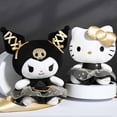 thumbnail image 2 of Peluche de Hello Kitty Kuromi de 30 cm de la serie Kawaii en negro y dorado de Sanrio, muñeco de peluche suave de dibujos animados de anime para regalo, 2 of 5