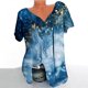 thumbnail image 3 of Blusas de Manga Corta para las Mujeres, Casual V-Cuello Impreso Suéter Plegado Blusa Hecha de Poliéster Cómodo para Primavera Otoño, Blusas para las Mujeres Casual, 3 of 4