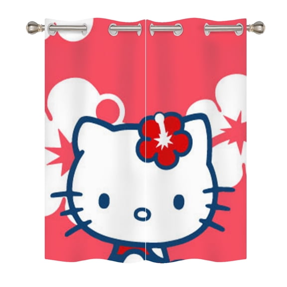 Hello Kitty Blackout Curtains for Boys Girls Home Decor, Cartoon Fun Insulation Curtains, Bedroom Living Room Blackout Curtains 140x160cm