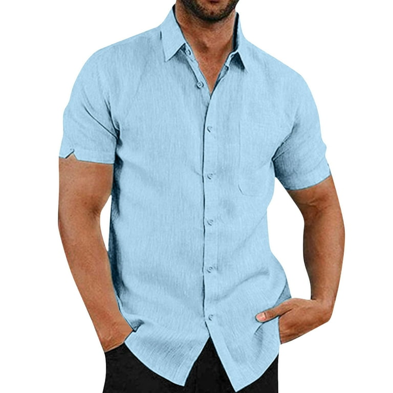 GHSOHS Mens T-Shirts Elegant Golf Shirts for Men Light Blue Oxford