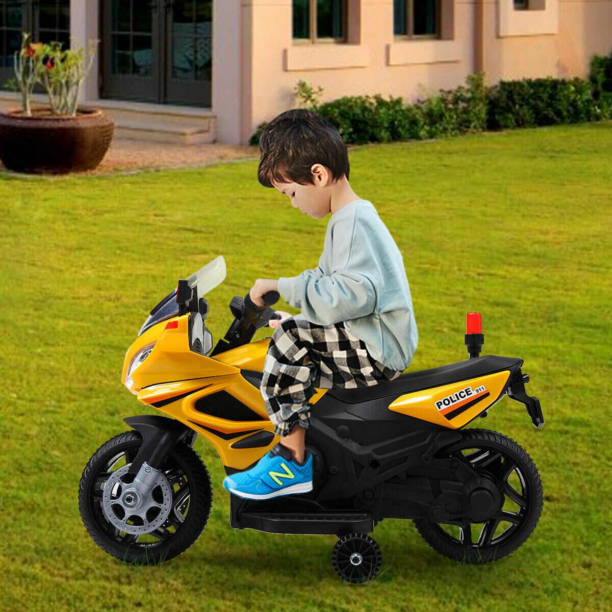 Lowestbest Kids Electric Motorcycle, Kids Ride on Motorcycle, Red 6V Battery Powered 4 Wheels