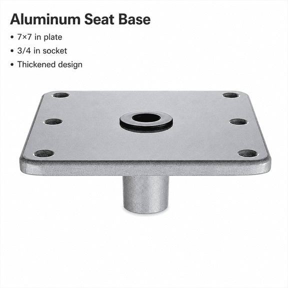 PERFECTREE Heavy Duty 7" x 7" Boat Seat Pedestal Base for 3/4" Pin Post Socket, Aluminum Marine Seat Mount for Fishing Boat