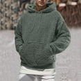 thumbnail image 2 of MIASHUI Men's Fall Winter Plush Lined Hoodie Soft Warm Pullover Long Sleeve Casual Comfortable Sweatshirt Green,S, 2 of 6