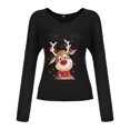 thumbnail image 4 of Pntutb - Camiseta de manga larga con cuello en V y estampado informal para mujer Pntutb Pntutb-2158, 4 of 6