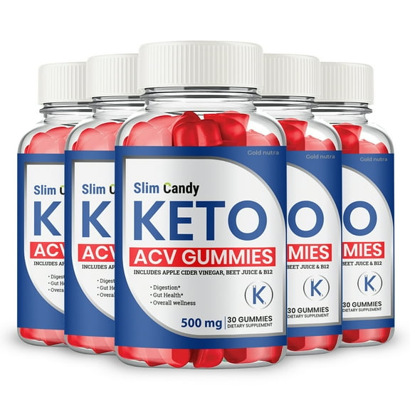 Slim Candy Keto ACV Gummies Supplement, Powerful Formula, Maximum Strength (5 Pack)