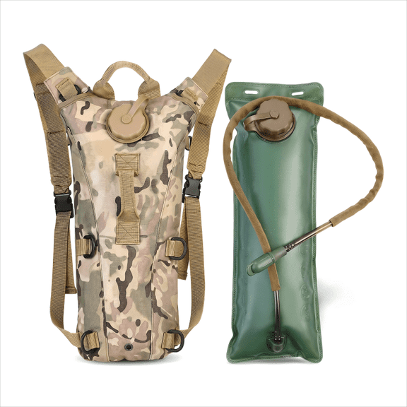 3L Hydration Pack for Hiking, Cycling & Running – Lightweight Water Backpack with Bite Valve, Leak-Proof Bladder & Military Camo Design for Outdoor Sports