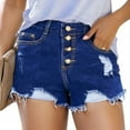 thumbnail image 2 of OSOLU Solid Color Women Shorts Jeans Women Clothing Beach Vacation Fashion Set Fashionable Denim Shorts S 5XL Daily Relaxed Fit Breathable Bottoms, 2 of 4