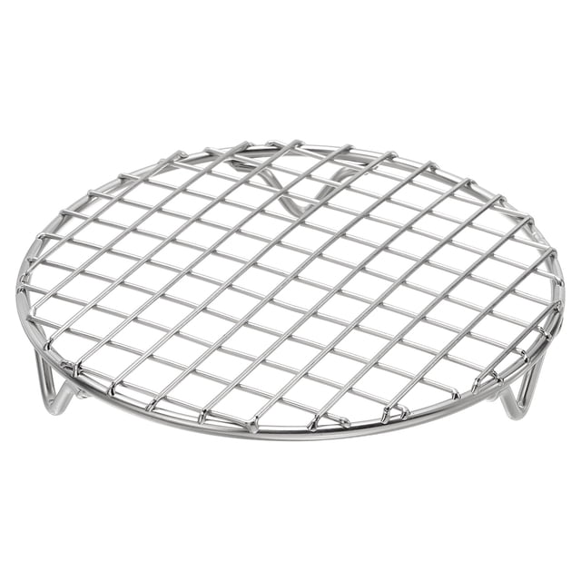 Rejilla de cocina redonda Uxcell con patas, diámetro de 5.9 pulgadas, parrilla de acero inoxidable 304 para cocinar, hornear, barbacoa y racks de freidora de aire, plateado