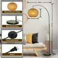 thumbnail image 4 of 75" 1-Light Black Arc Floor Lamp with Hand-woven Bamboo Shade and Marble Base, 4 of 6
