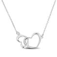 thumbnail image 1 of Miabella Double Heart Charm Necklace in Sterling Silver, 1 of 5