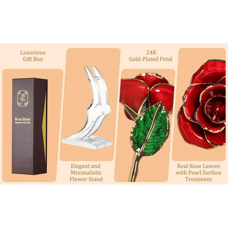 The ultimate symbol of love. 🌹, Have you seen our exclusive lineup of 24K Gold Dipped Roses?, Each rose is handpicked at its prime and dipped in pure 24k gold to preserve its beauty and elegance. Our