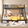 thumbnail image 6 of Netrum Twin over Full Bunk Bed for Teens Adults,Heavy Duty Metal Bunk Beds Frame with Ladder,Twin Full Size Bed Bunk Bed with Safe Guardrail for Small Rome,Black, 6 of 13